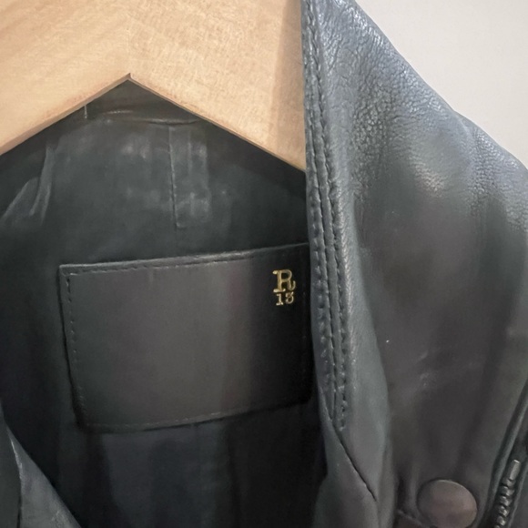 R13 leather jacket motorcycle biker style black us small - Picture 2 of 6